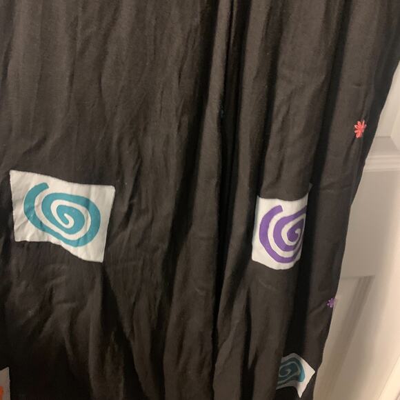 Papy Boez Women's Art to Wear Midi Dress One Size Black Embroidered Mirrors Boho - Picture 5 of 8